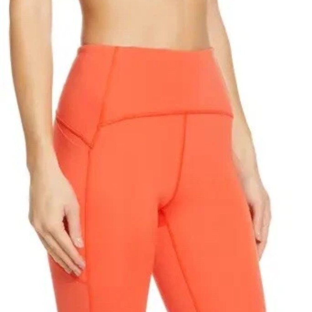 Zella Run High Waist Pocket Performance Ankle Leggings - Red Firelight